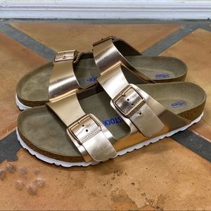 Birkenstock Rose Gold Arizona Softbed Sandals